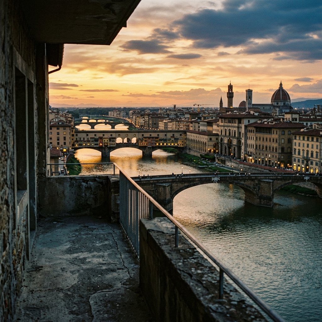 itinerario Firenze segreta - Scorcio panoramico sull'Arno e sui ponti storici di Firenze