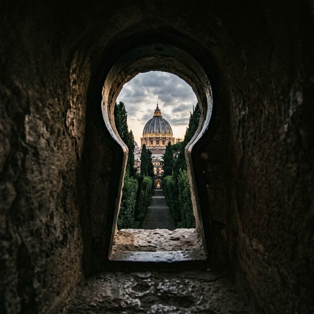 itinerario Roma segreta - Vista della cupola di San Pietro dal buco della serratura del Priorato di Malta