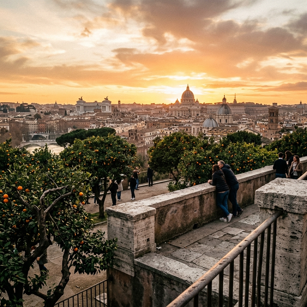 itinerario Roma segreta - Il Giardino degli Aranci con la sua terrazza panoramica su Roma
