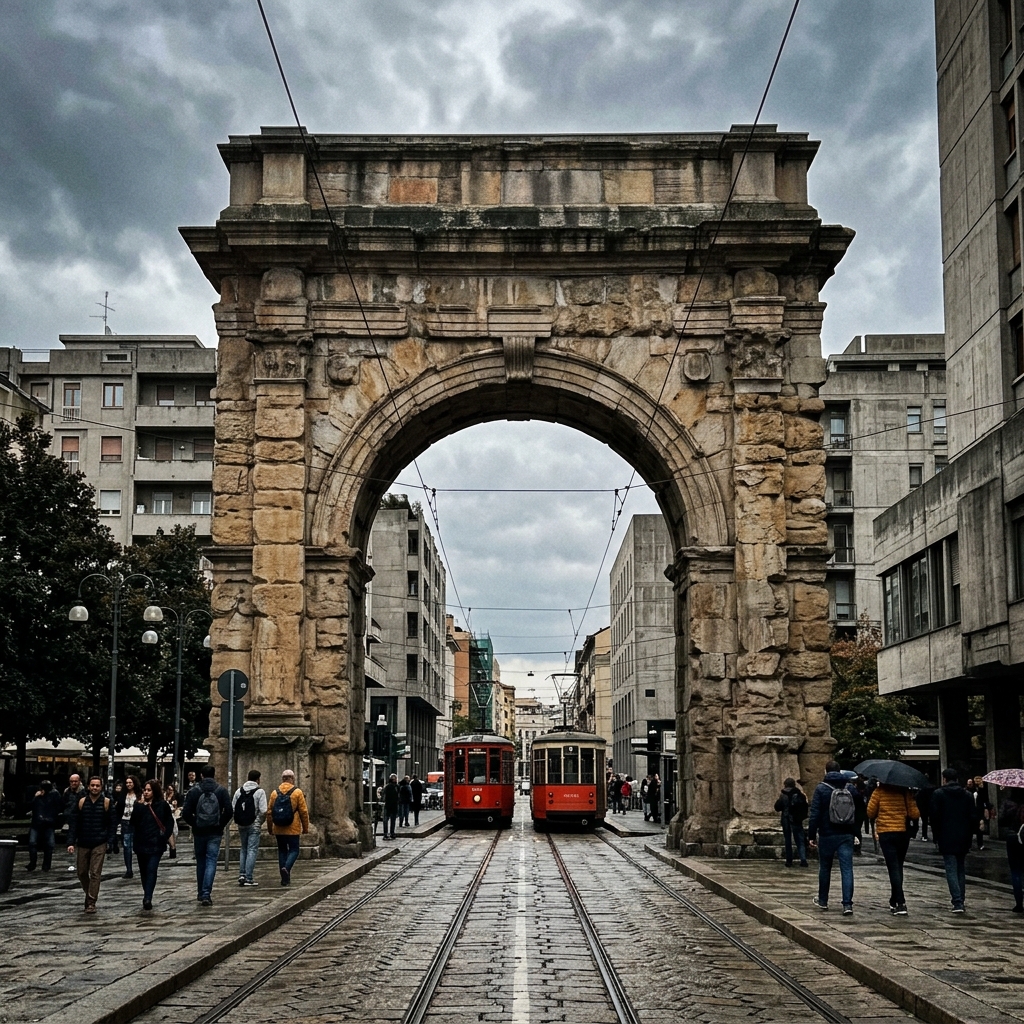 cosa vedere a milano in un giorno - Un portale storico in pietra ad arco a Milano