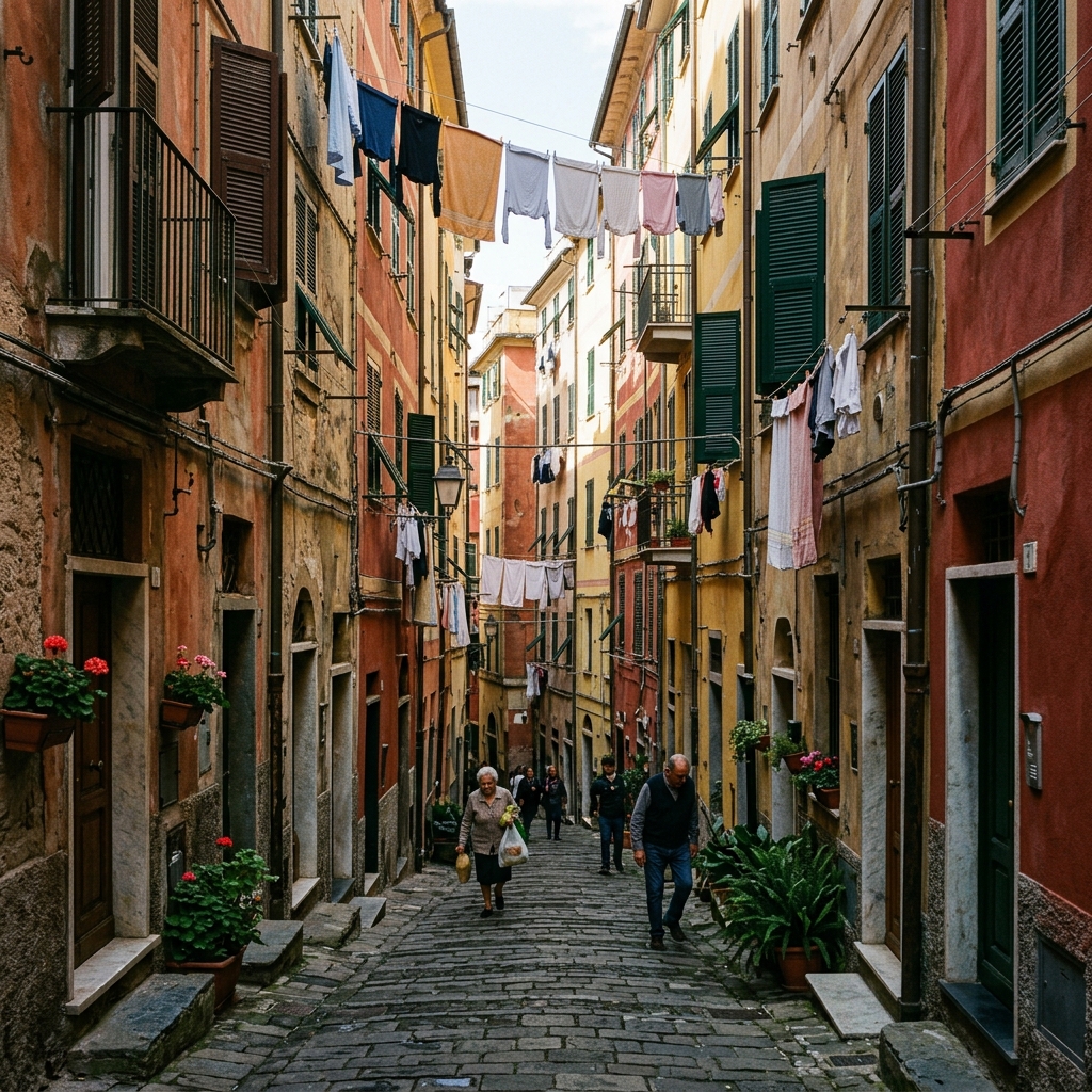 cosa vedere a genova in un giorno - Un vicolo medievale caratteristico e stretto (caruggio) a Genova