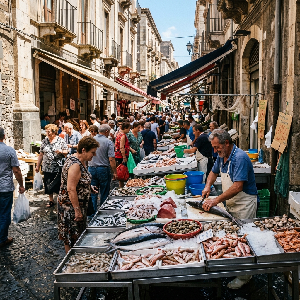 cosa vedere a catania in un giorno - Il vivace e caratteristico mercato storico del pesce a Catania