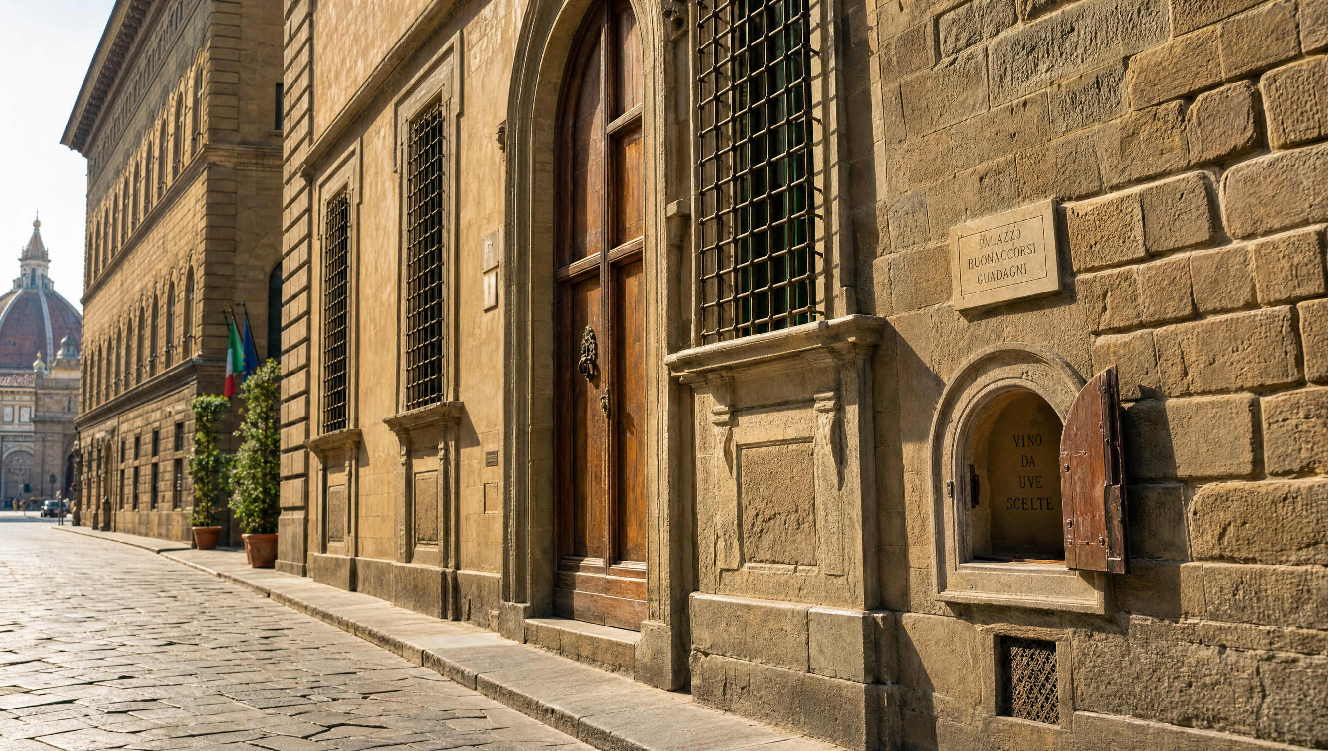 Buchette del vino a Firenze - Palazzo nobiliare rinascimentale con finestrino del vino