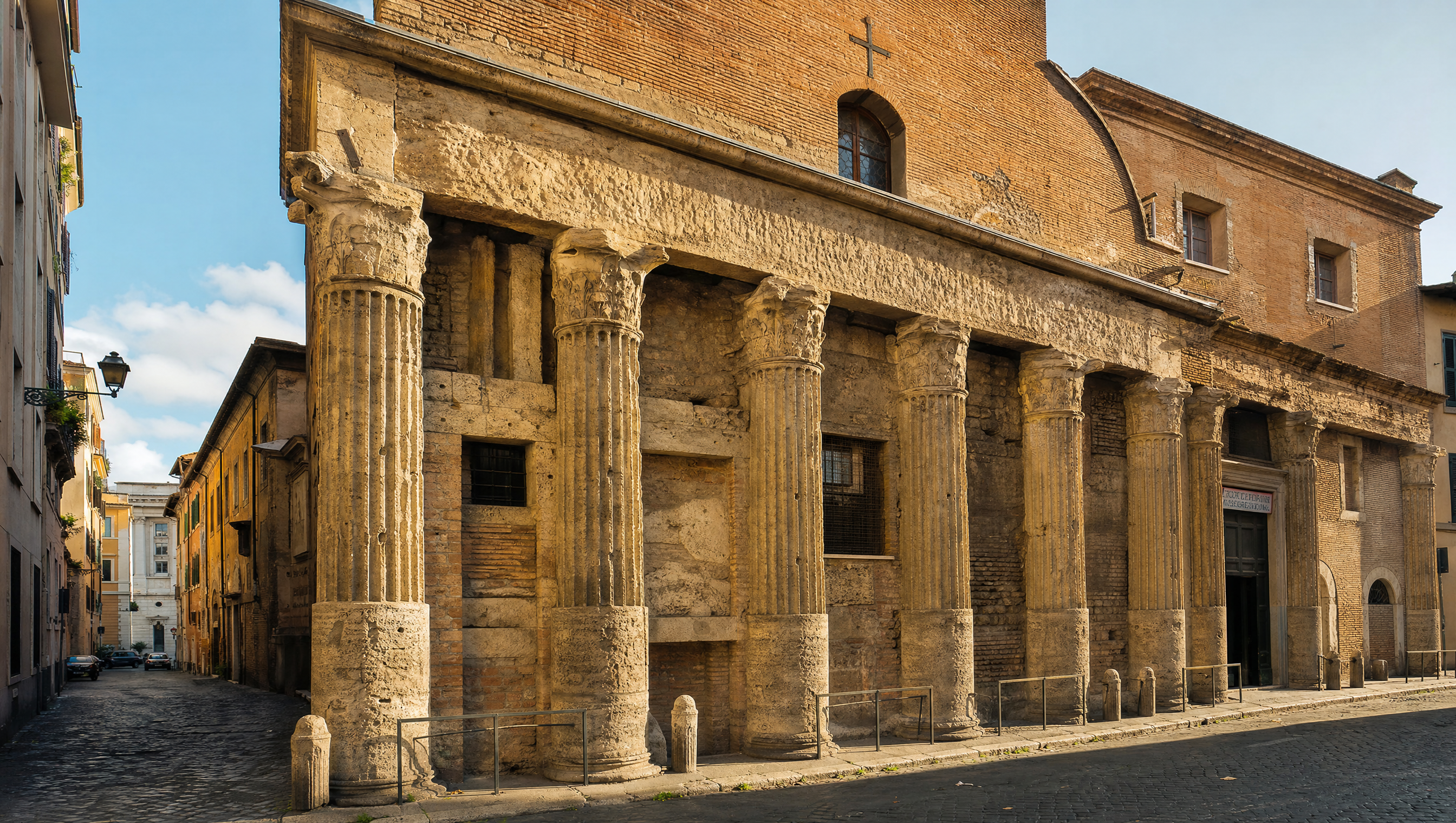Roma sopra Roma - Le colonne romane inglobate nella facciata di San Nicola in Carcere