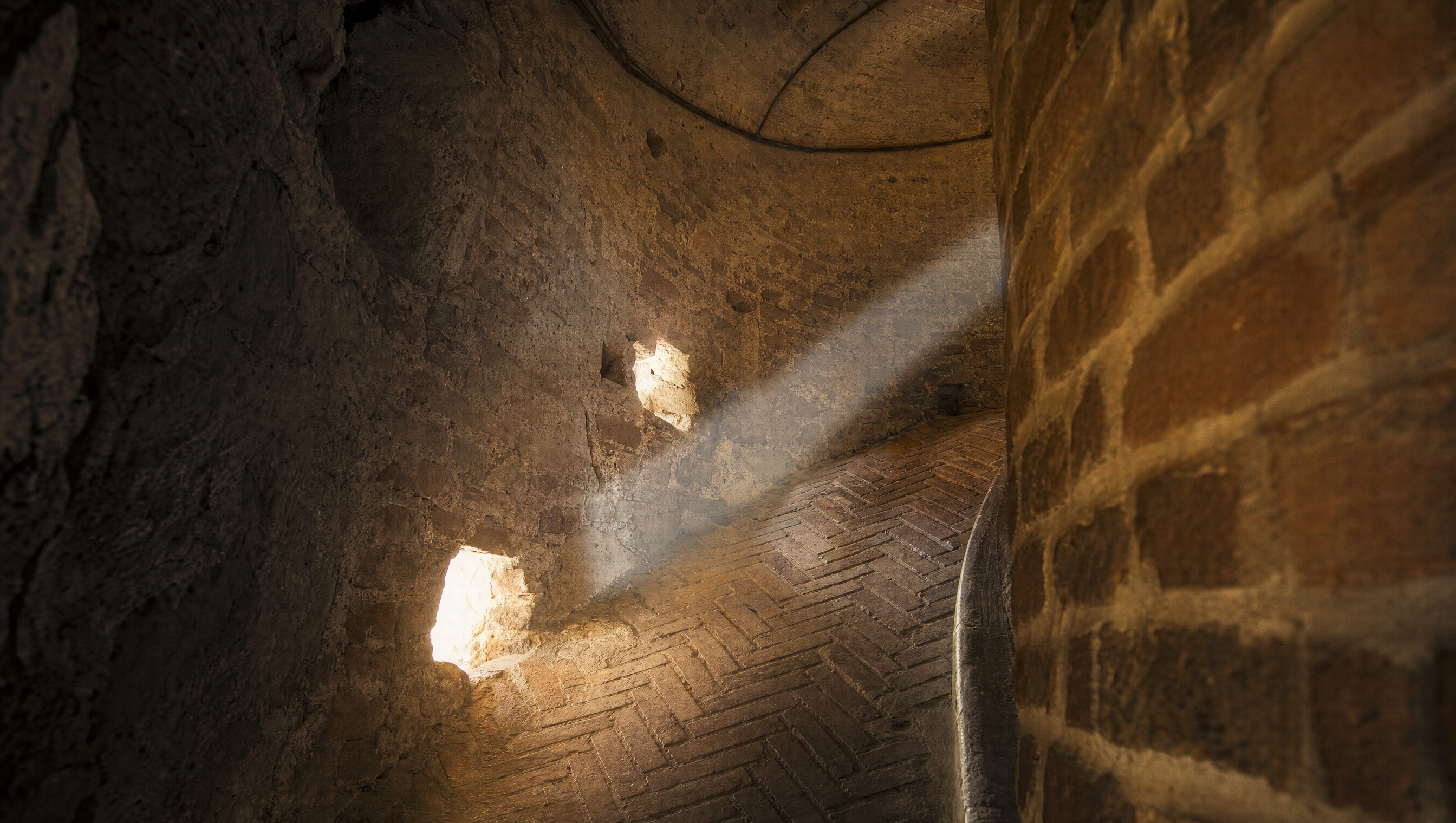 Cupola del Brunelleschi a Firenze - Muratura a spina di pesce tra le due calotte