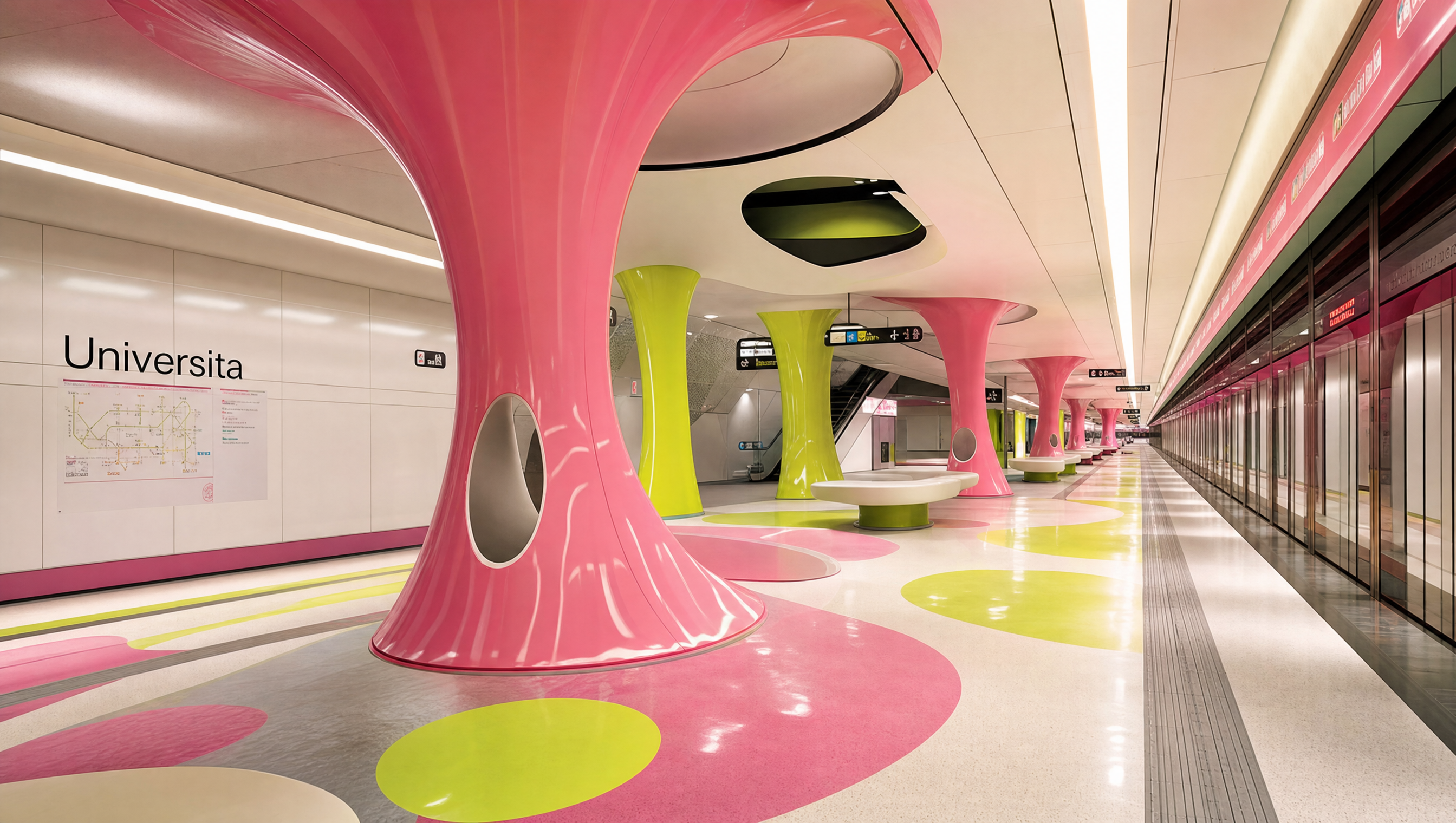 Stazioni dell'arte di Napoli - I colori e le sculture pop della stazione Universita di Karim Rashid